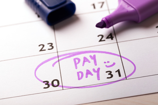 Calendar marking payday 